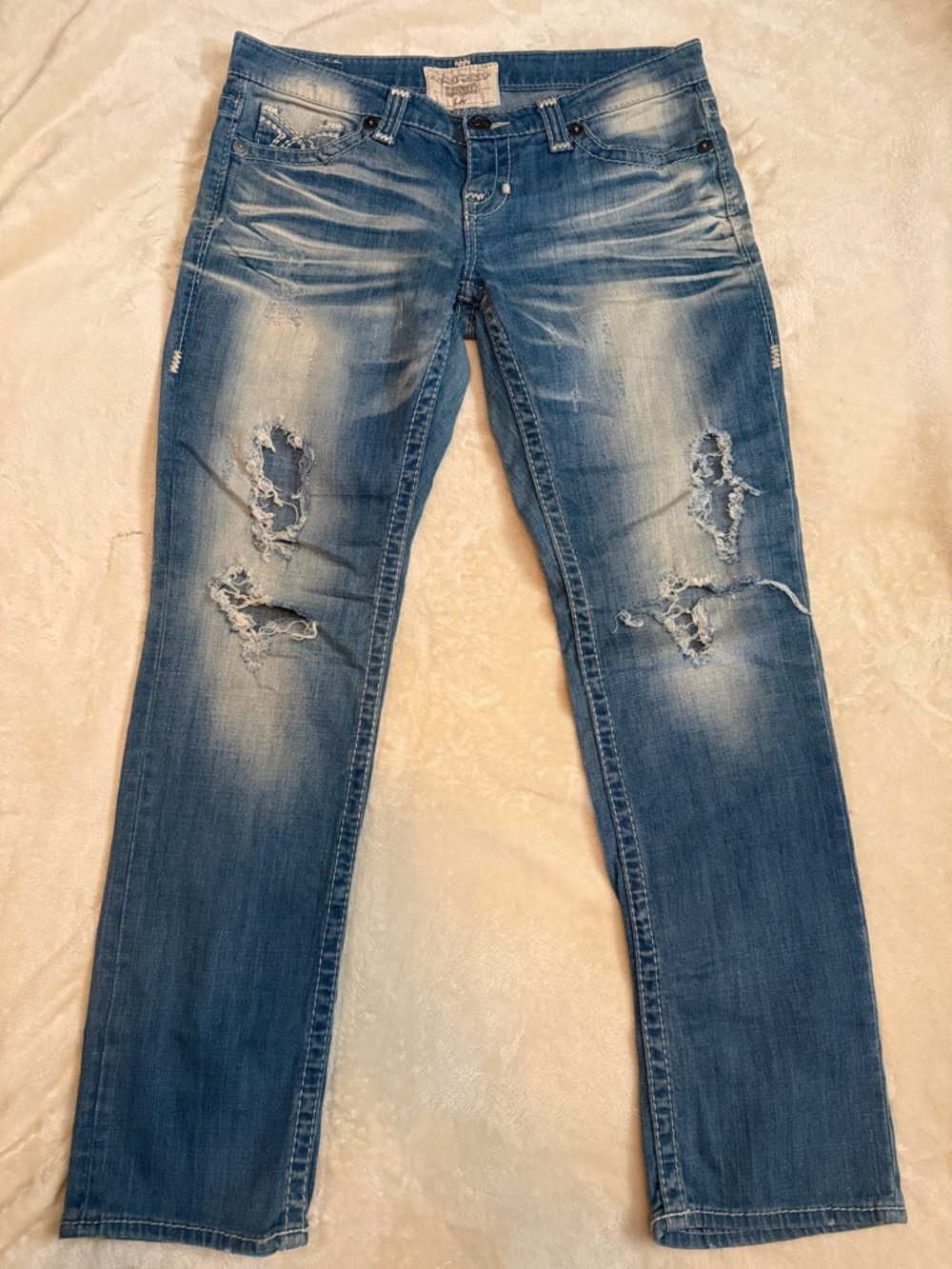Big Star 32R Distressed Light Blue Slim Jeans